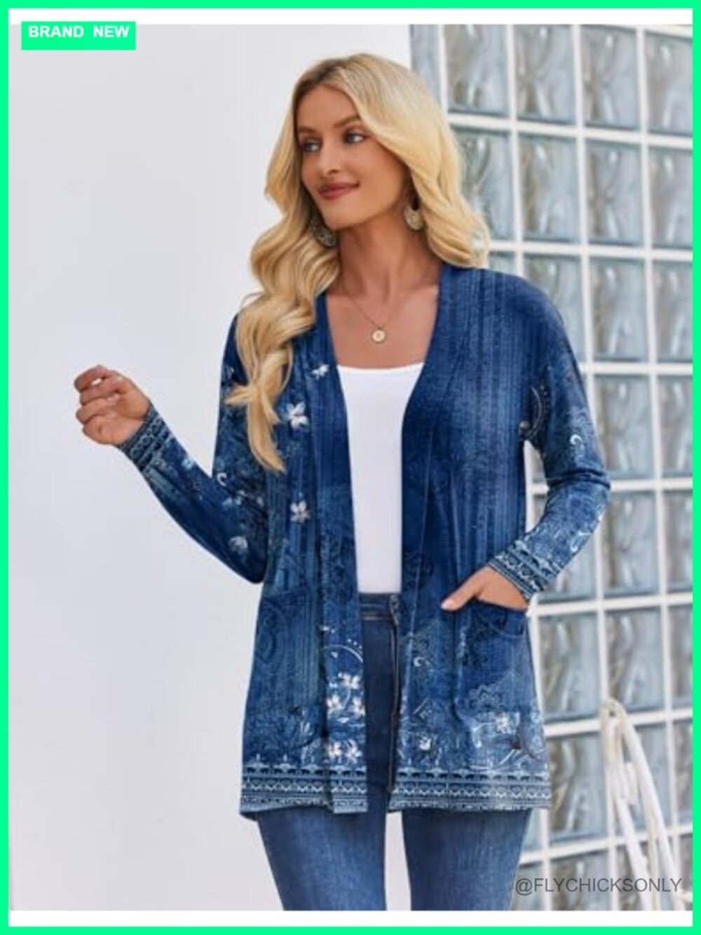 Lightweight Open Front Long Sleeve Cardigan with Pockets - Picture 2 of 6